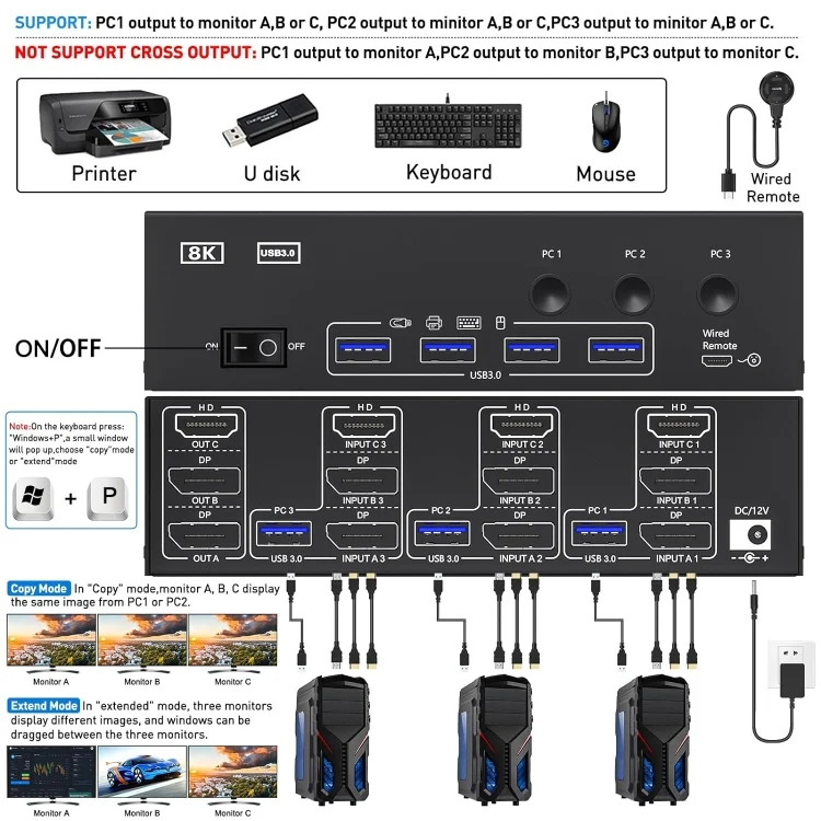 EDA0062087_B6.webp KC-KVM303DH 8K 60Hz USB3.0 DP+DP+HDMI Triple Monitors KVM Switch - Image 7