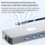 BYL-2401 8 in 1 Type-C to PD100W + USB3.0 + HDMI + DP + RJ45 HUB Docking Station - Image 6