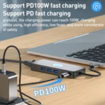 BYL-2401 8 in 1 Type-C to PD100W + USB3.0 + HDMI + DP + RJ45 HUB Docking Station - Image 7