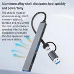 ADS-807D 6 in 1 USB + Type-C to PD100W + USB3.0/2.0 + SD/TF HUB Docking Station - Image 7