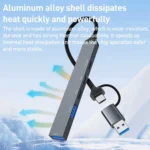 ADS-809D 5 in 1 USB + Type-C to PD100W + USB3.0/2.0 + Type-C HUB Docking Station - Image 6