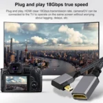 Micro HDMI Male Elbow to HDMI Female 4K UHD 18Gbps Connection Cable - Image 3