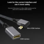Micro HDMI Male Elbow to HDMI Female 4K UHD 18Gbps Connection Cable - Image 6