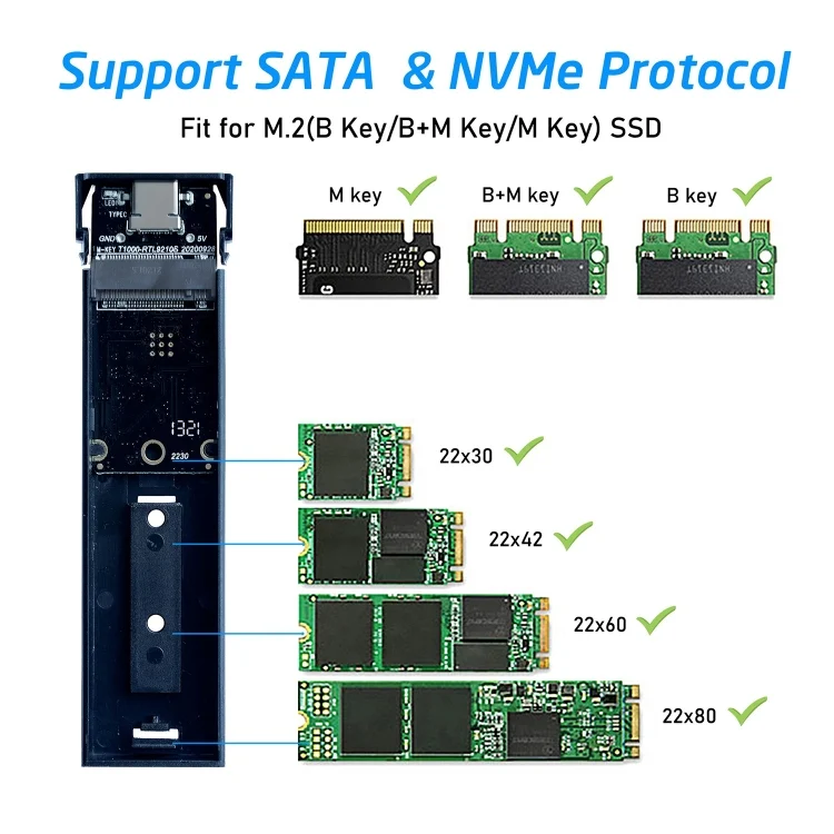 EDA006583301A_3.webp Aluminium Alloy M.2 NDFF&NVMe 2-in-1 External Hard Drive Enclosure - Image 4