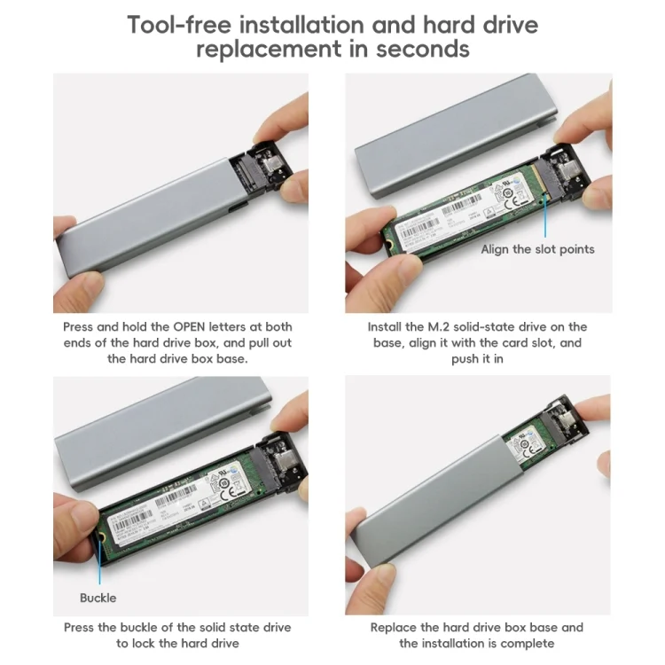 EDA006583301A_4.webp Aluminium Alloy M.2 NDFF&NVMe 2-in-1 External Hard Drive Enclosure - Image 5