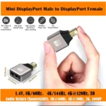 8K 60Hz Male Mini Displayport to Female Displayport Adapter DP Converter - Image 4