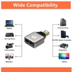 8K 60Hz Male Displayport to Female Mini Displayport Adapter DP Converter - Image 3