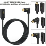 240W USB-C / Type-C Male to Female Multi-function USB 4.0 Elbow Data Extension Cable - Image 3