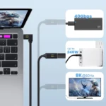 240W USB-C / Type-C Male to Female Multi-function USB 4.0 Elbow Data Extension Cable - Image 4