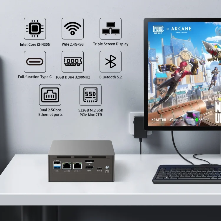 EDA007341401A_3.webp Jumper N305 Mini PC, Intel Alder Lake-N N305 Octa-core 3.8GHz, RAM: 16GB, ROM: 512GB - Image 4