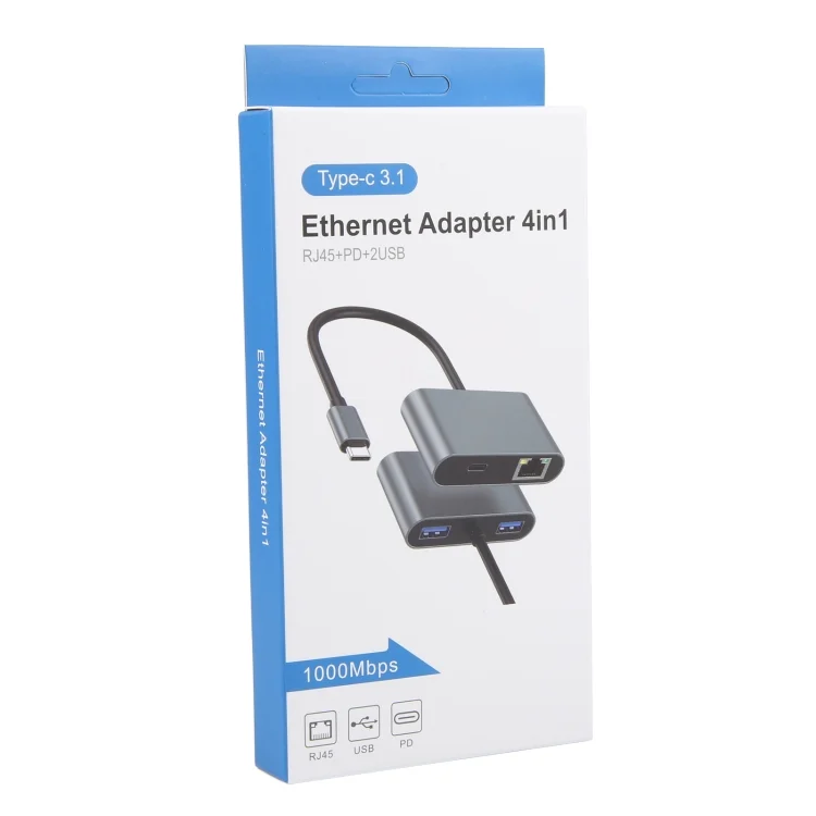 EDA007354401A_4.webp 4 in 1 USB-C / Type-C 3.1 to RJ45, PD and USB x 2 Ethernet Adapter Cable - Image 5