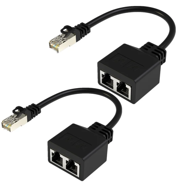 EDA007459001A.webp Pair RJ45 CAT6 / CAT5 8 Pin Ethernet Cable Splitter 2 in 1 Network Extension Adapter - Image 1