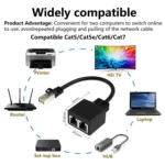 Pair RJ45 CAT6 / CAT5 8 Pin Ethernet Cable Splitter 2 in 1 Network Extension Adapter - Image 2