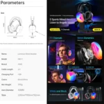 awei GM-11 Luminous Wired Headphones, Cable Length: 2m - Image 3