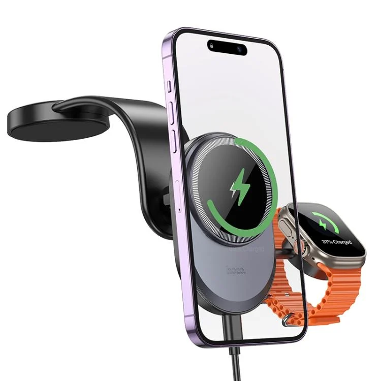 hoco HW28 Excelso 2 in 1 Car Center Console Wireless Fast Charging Holder -Qty: 5 Units