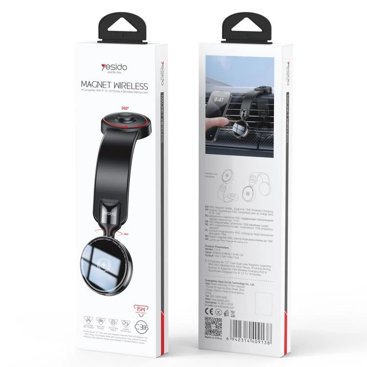 EDA007577601A_12.webp Yesido C316 15W Magsafe Magnetic Car Wireless Charger - Image 13