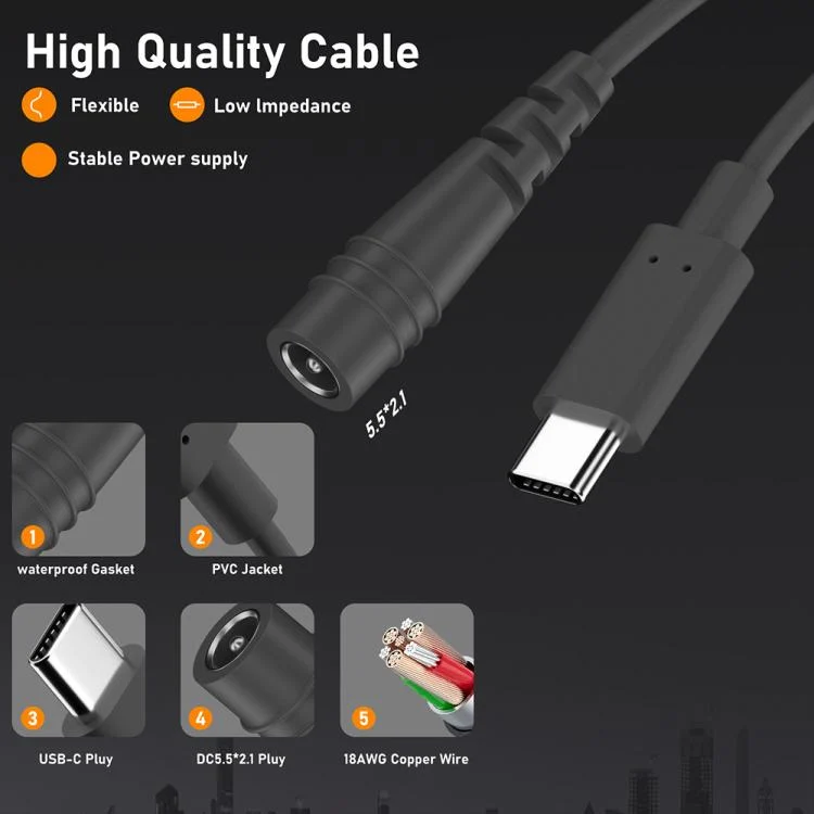 EDA0076346_B5.webp Type-C to DC 5.5x2.1mm 100W Computer Charging Adapter - Image 6