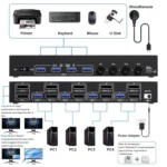 KC-KVM402DP 8K 30Hz 4 Input 2 Output DP / USB3.0 Dual Monitor KVM Switch - Image 3