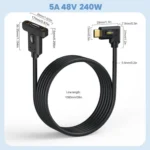 240W Type-C Male Elbow to Type-C Female Screw Fixed Panel Extension Cable with Ear - Image 2