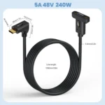 Type-C Straight Elbow to Type-C Female Screw Fixed Panel Extension Cable with Ear - Image 2