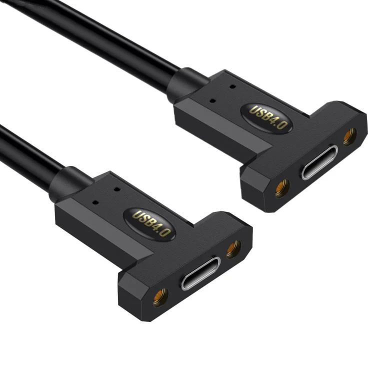USB4 Type-C Female Ear to Type-C Female Ear Screw Fixed Panel Extension Cable