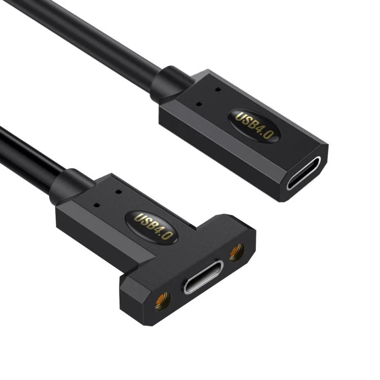 USB4 Type-C Female to Type-C Female Ear Screw Fixed Panel Extension Cable