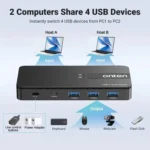 Onten KVM200 USB 3.2 Gen2 Sharing Switch 2 In 4 Out - Image 4