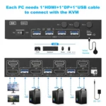 KCEVE KC-KVM302DH 8K 60Hz HDMI and DP and USB3.0 Dual Monitor KVM Switch - Image 3