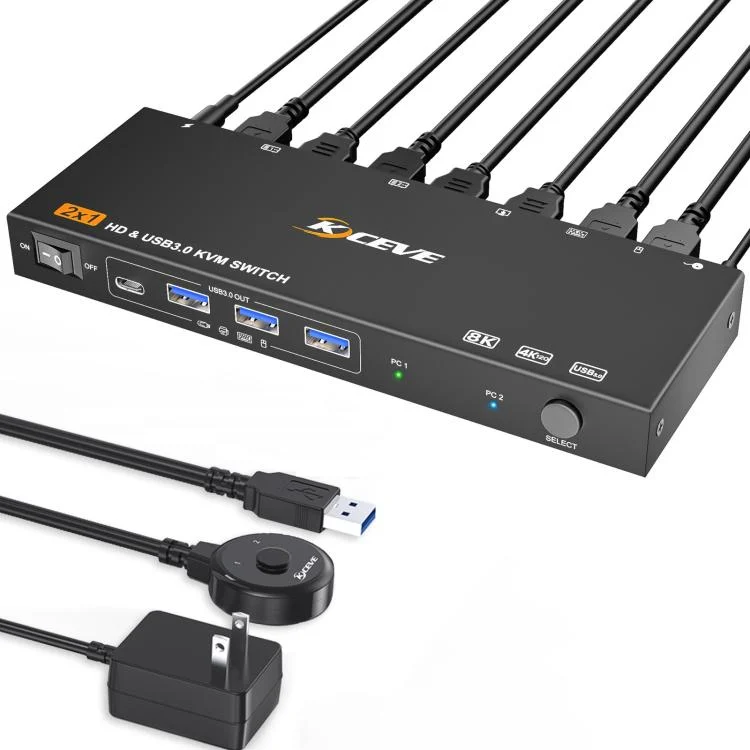 KCEVE KC-KVM9201 8K 60Hz HDMI and USB3.0 Monitor KVM Switch