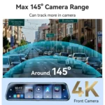 Yesido KM24 9.66 inch HD Image Reversing Assist CarPlay Streaming Rearview Mirror Dash Cam - Image 3