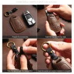 For Toyota Corolla 3-button B111 Crazy Horse Cowhide Car Key Protection Cover - Image 8