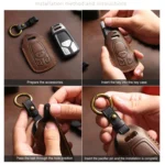 For Hyundai Staria / Sonata 5-button B123 Crazy Horse Cowhide Car Key Protection Cover - Image 8