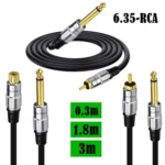 6.35mm Mono Plug Male to RCA Male Audio Adapter Cable for Ampfler, Speaker, Guitar - Image 2