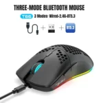 HXSJ T66 3 Modes Wired 2.4G BT5.3 Wireless RGB Rechargeable Mouse - Image 15