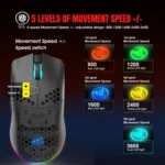 HXSJ T66 3 Modes Wired 2.4G BT5.3 Wireless RGB Rechargeable Mouse - Image 3