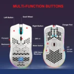 HXSJ T66 3 Modes Wired 2.4G BT5.3 Wireless RGB Rechargeable Mouse - Image 4