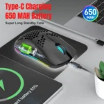 HXSJ T66 3 Modes Wired 2.4G BT5.3 Wireless RGB Rechargeable Mouse - Image 10