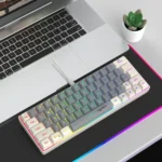 HXSJ V400 Wired Color Matching RGB Backlit Membrane Keyboard 63 Key Caps, Cable Length: 1.7m