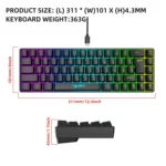 HXSJ V200 Russian Version Wired RGB Backlit Mechanical Keyboard 68 Key Caps, Cable Length: 1.7m - Image 13