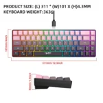 HXSJ V200 Gradient Color 68-key RGB Backlight Wired Membrane Keyboard - Image 2