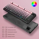 HXSJ L400 Three-mode Wireless RGB Light Thin Film 81 Keys Keyboard - Image 9