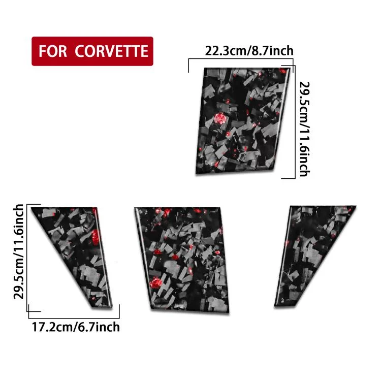 EDA008208101A_1.webp 4pcs/Set Forged Gold Foil Carbon Fiber Car Roof Camera Sides Decorative Sticker for Chevrolet Corvette C8 2020-, Left and Right Driver - Image 2