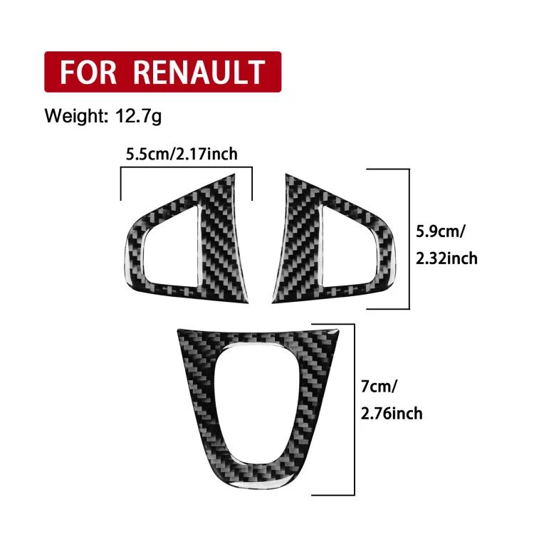 EDA008370101A_2.webp 3pcs/Set Carbon Fiber Car Steering Wheel Buttons Decorative Sticker for Renault Fluence 2009-2017 / Megane 2008-2016, Left and Right Driver - Image 5