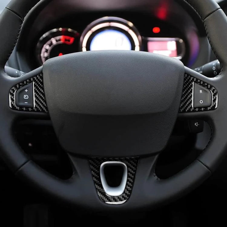 EDA008370101A_3.webp 3pcs/Set Carbon Fiber Car Steering Wheel Buttons Decorative Sticker for Renault Fluence 2009-2017 / Megane 2008-2016, Left and Right Driver - Image 6