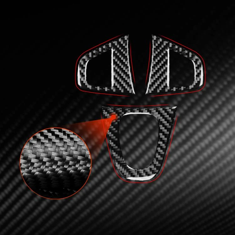 EDA0083701_B1.webp 3pcs/Set Carbon Fiber Car Steering Wheel Buttons Decorative Sticker for Renault Fluence 2009-2017 / Megane 2008-2016, Left and Right Driver - Image 2