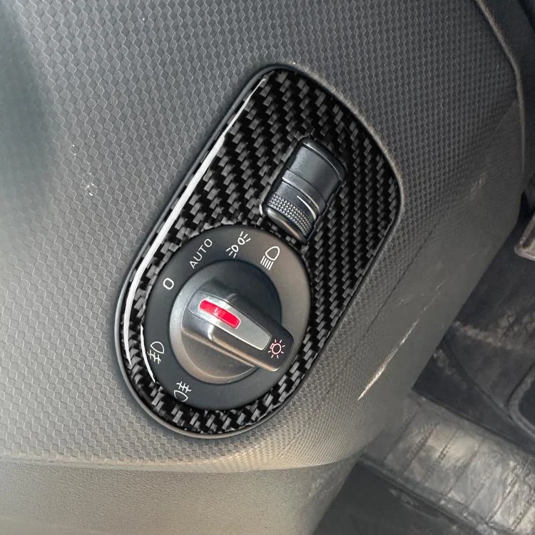 EDA008375701A_3.webp Carbon Fiber Car Headlight Switch Panel Decorative Sticker for SEAT Leon 2005-2012 - Image 4