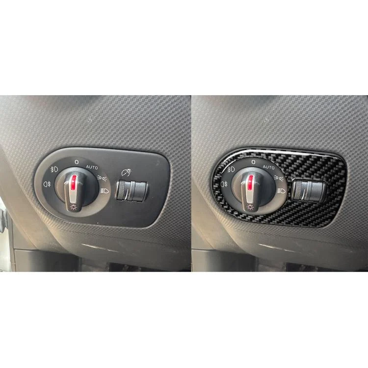 EDA008375701A_4.webp Carbon Fiber Car Headlight Switch Panel Decorative Sticker for SEAT Leon 2005-2012 - Image 5