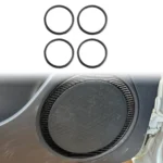 4pcs/Set Carbon Fiber Car Door Horn Ring Decorative Sticker for SEAT Leon 2005-2012, Left and Right Driver