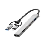 USB / Type-C / 8 Pin to CF / TF / SD Card Reader, 3.5mm HUB Adapter 6 in 1 Docking Station