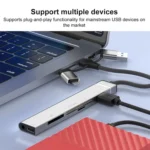 USB / Type-C / 8 Pin to CF / TF / SD Card Reader, 3.5mm HUB Adapter 6 in 1 Docking Station - Image 4